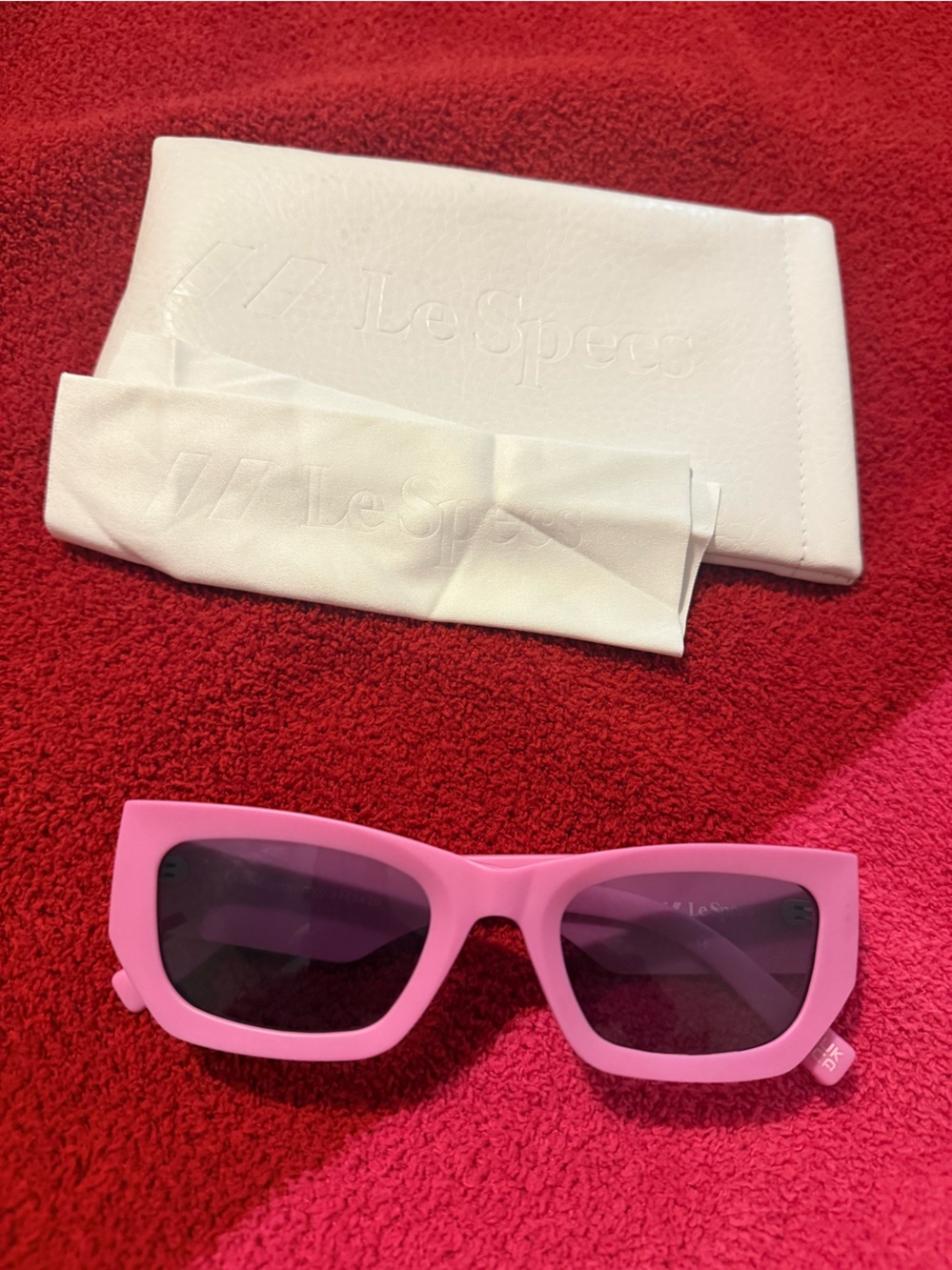 Le Specs Bubblegum Pink Rectangular Sunglasses